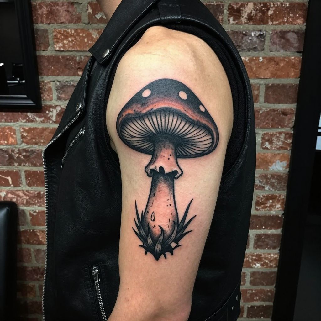 Poisonous Mushroom Warning Style tattoo idea