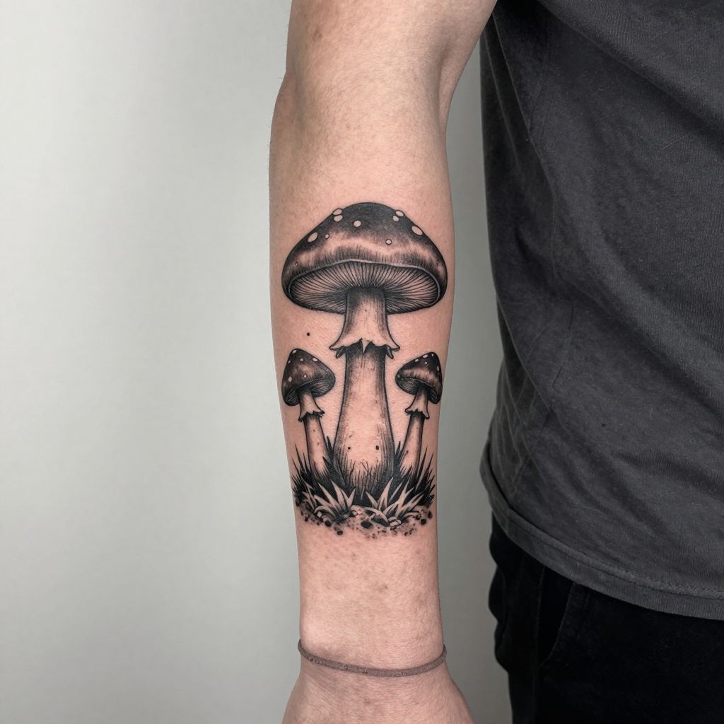Mushroom Patch With Grass tattoo idea