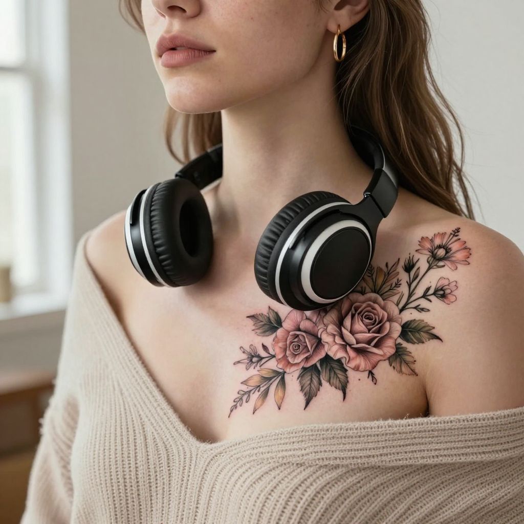 Headphones Wrapped in Flowers