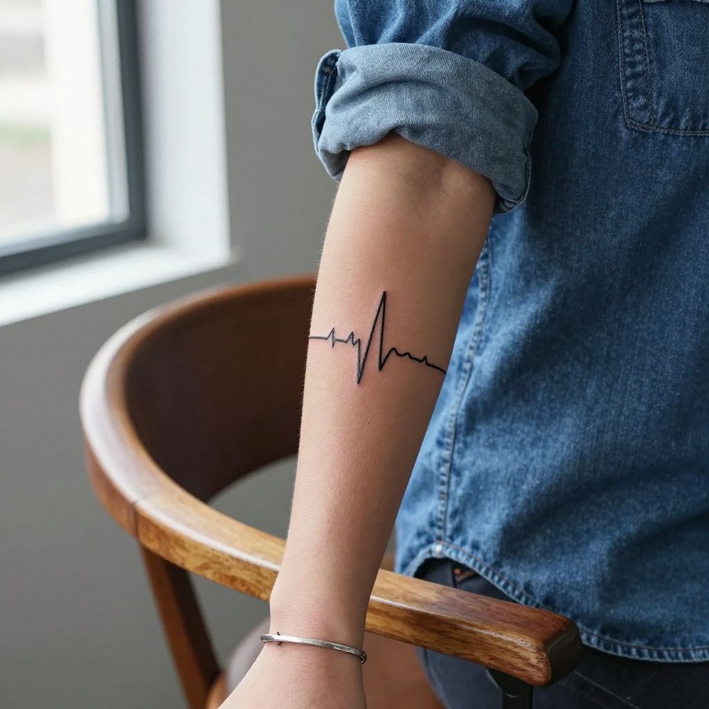 Name With Heartbeat Line tattoo idea