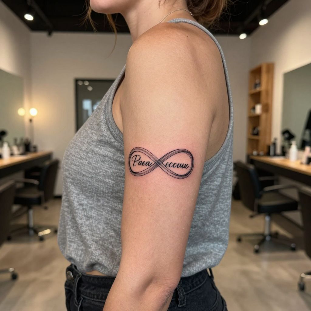 Name With Infinity Loop tattoo idea