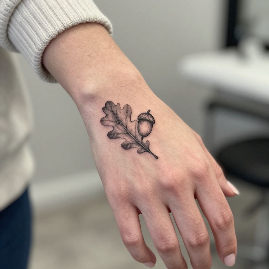 Tiny Acorn with Oak Leaf