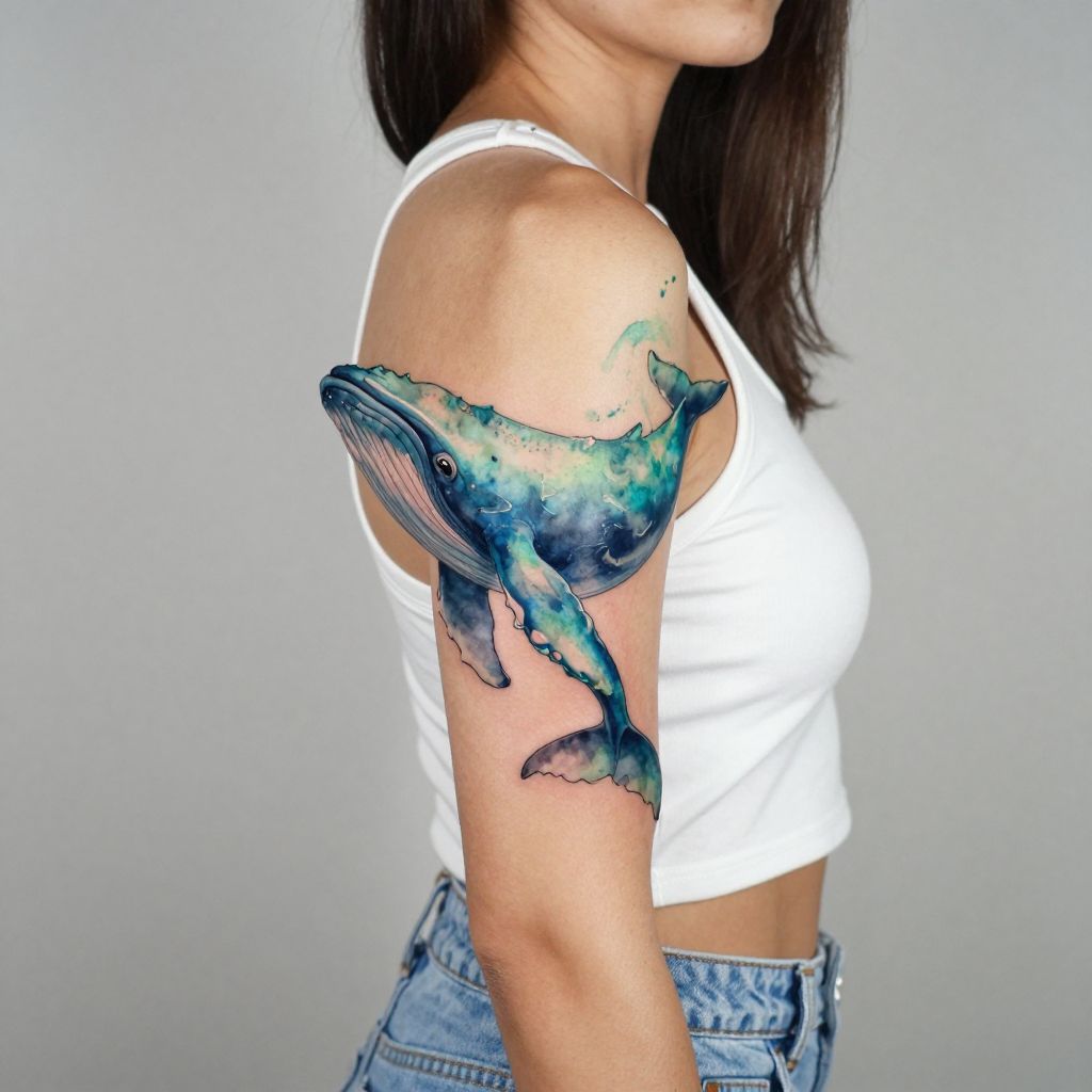 Watercolor Ocean Whale