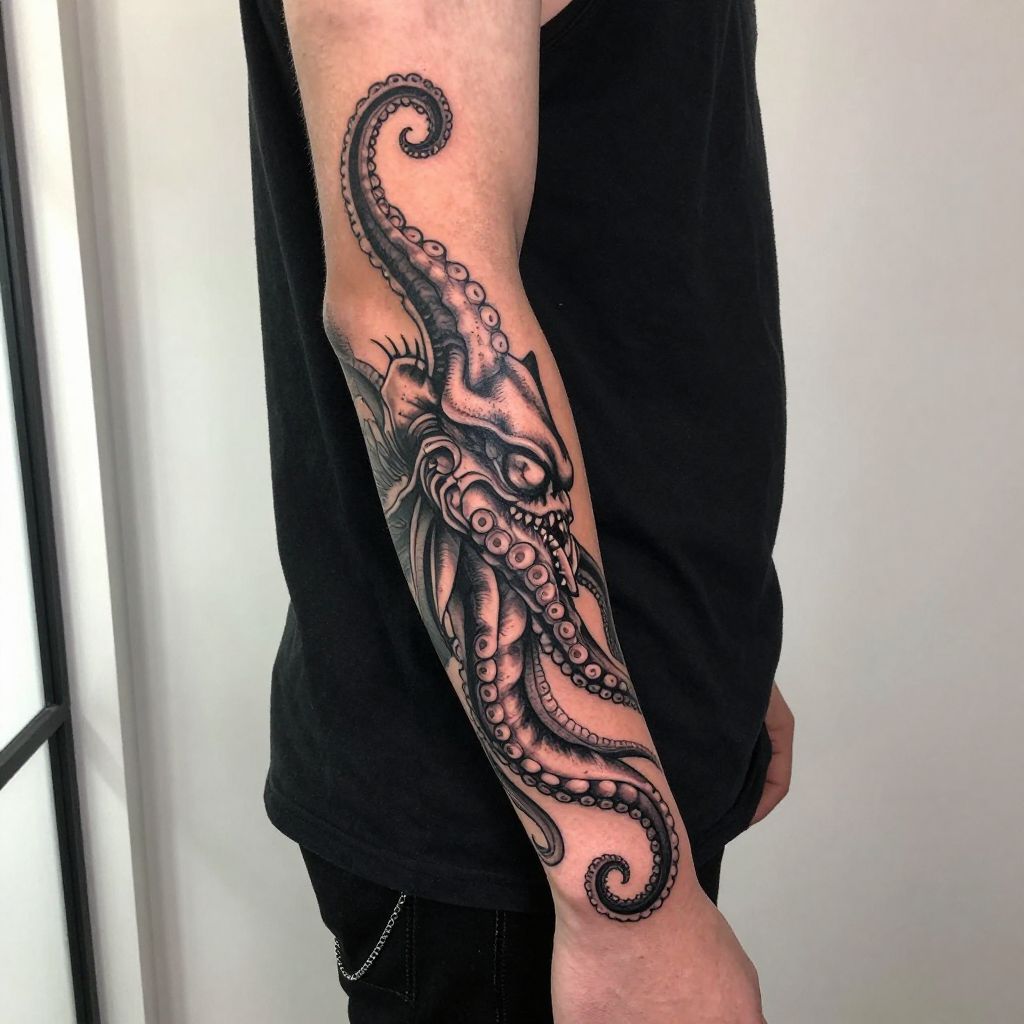 Kraken Tentacles Wrapping the Forearm