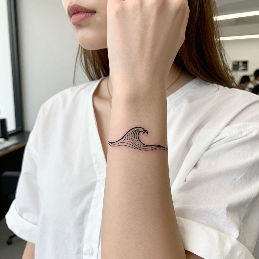 Single Line Wave Tattoo