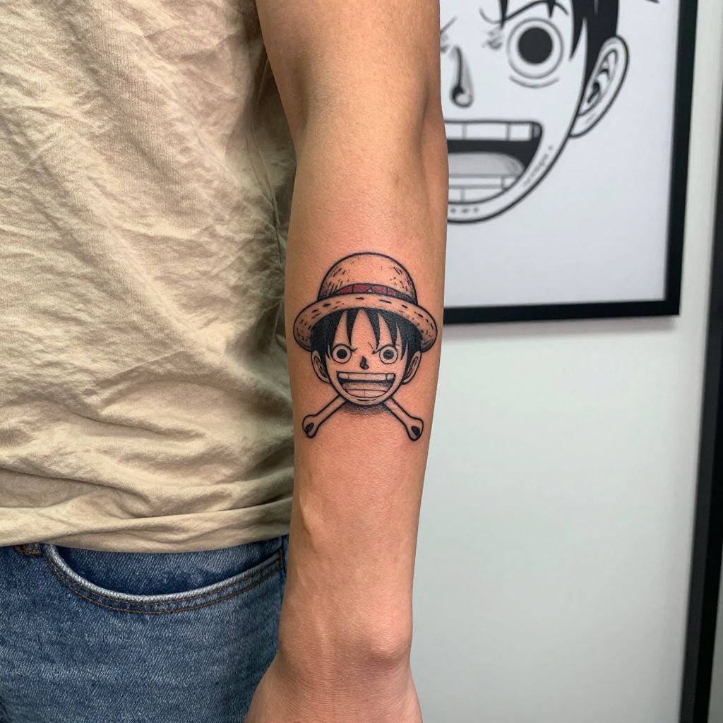 Straw Hat Crew Jolly Roger tattoo idea