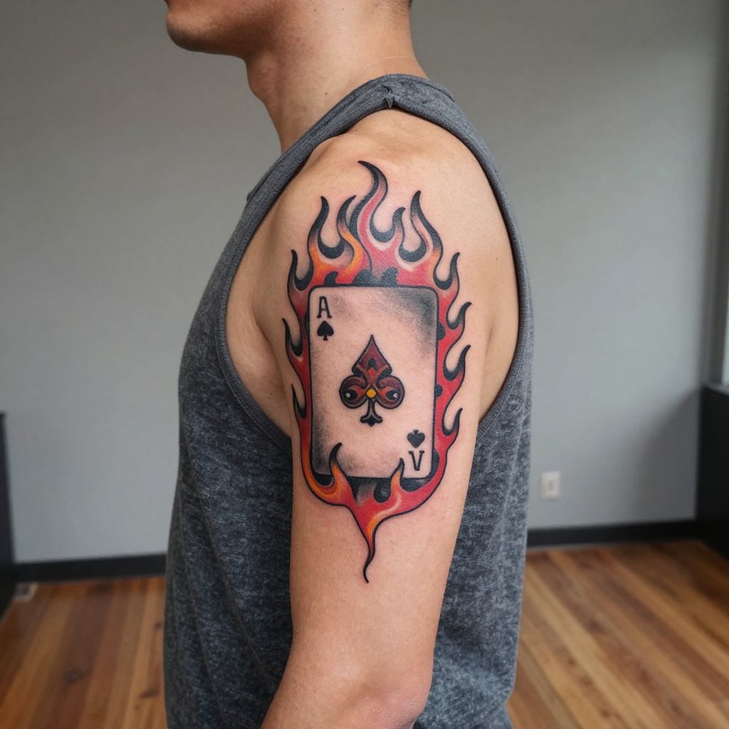 Ace flame ace card tattoo idea