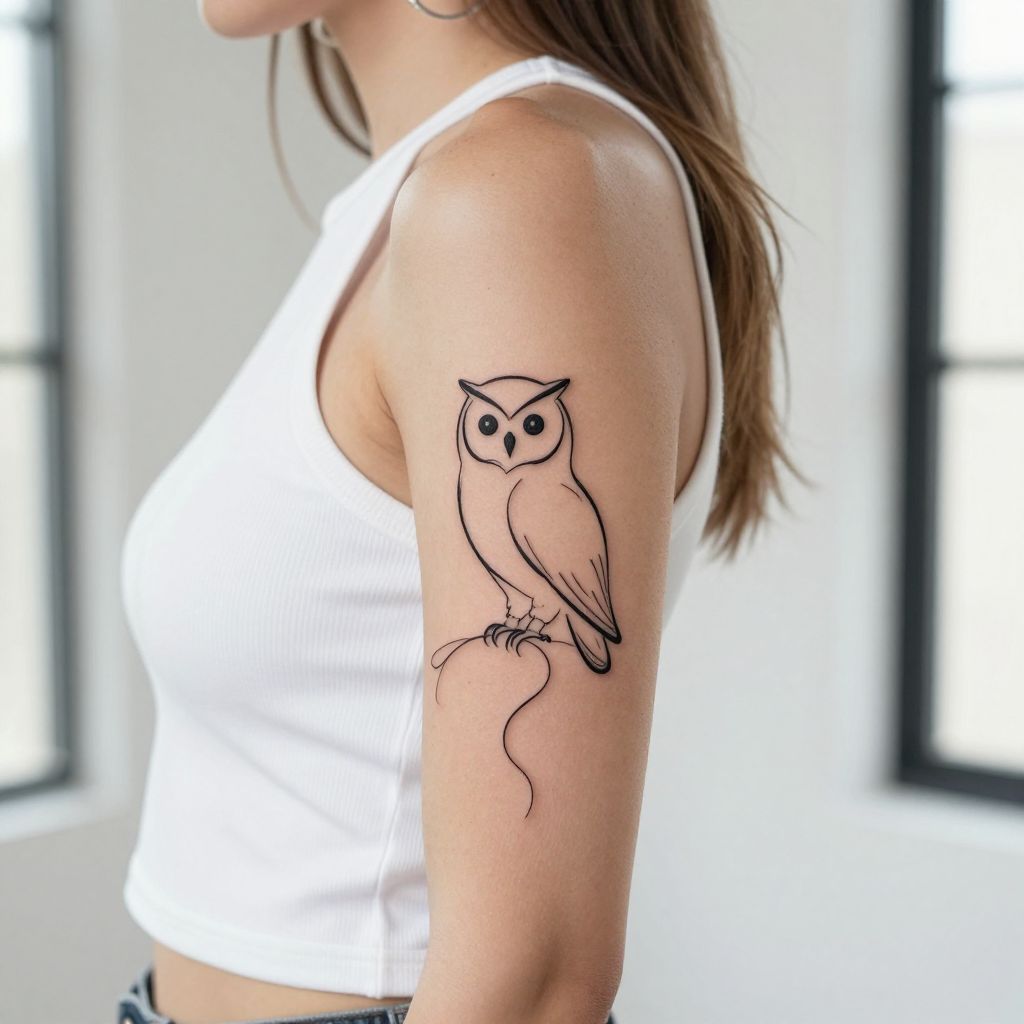 Line Art Continuous Owl