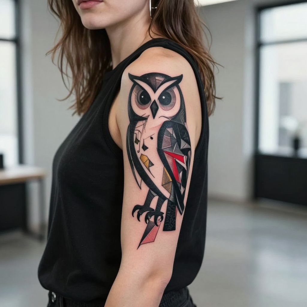 Abstract Owl with Bold Lines