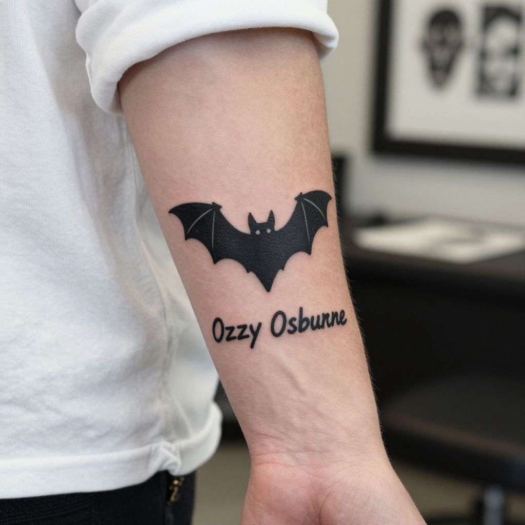 Bat Silhouette with Ozzy’s Signature