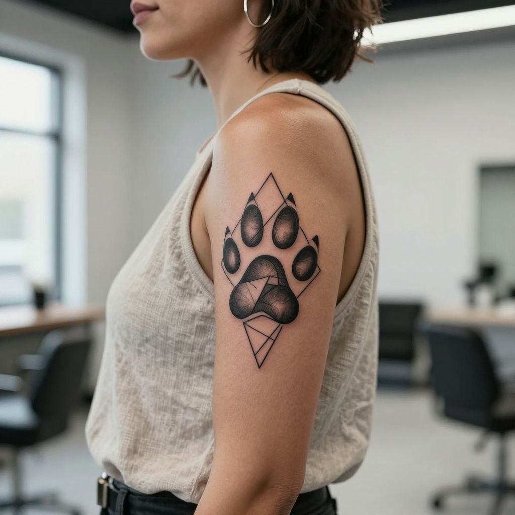Paw Print with Geometric Shapes