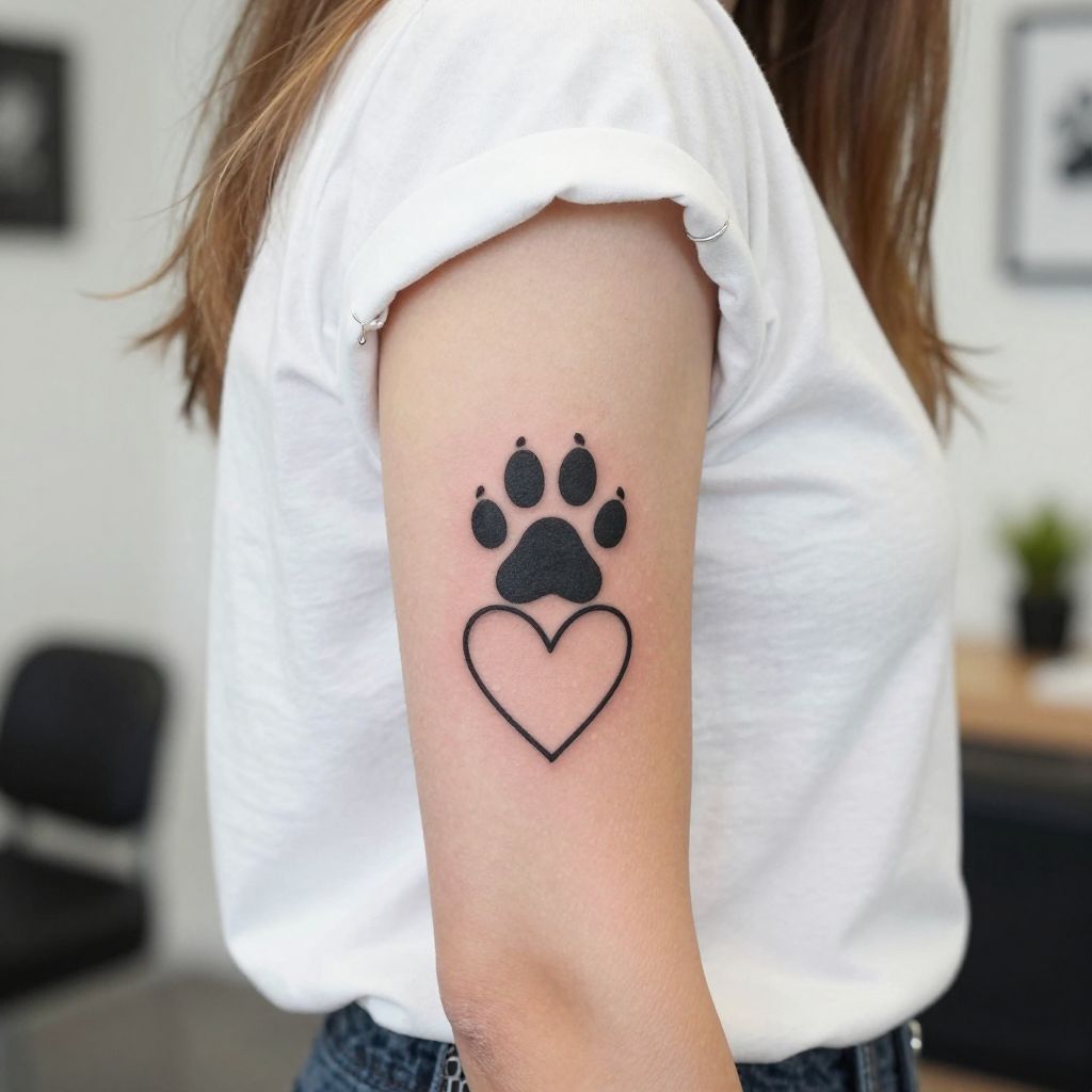 Paw Print and Heart Combo