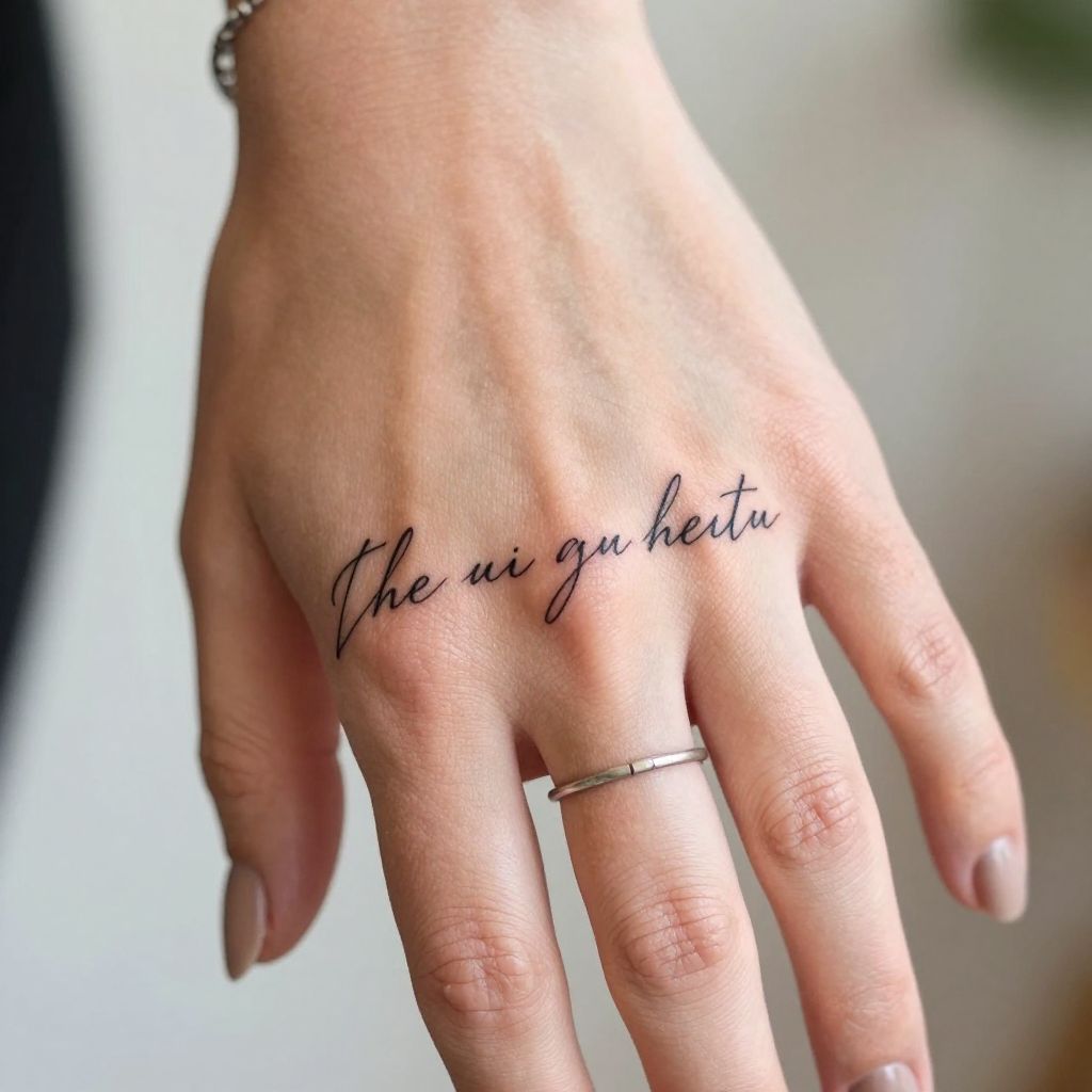 Scripted Quote Ring tattoo idea