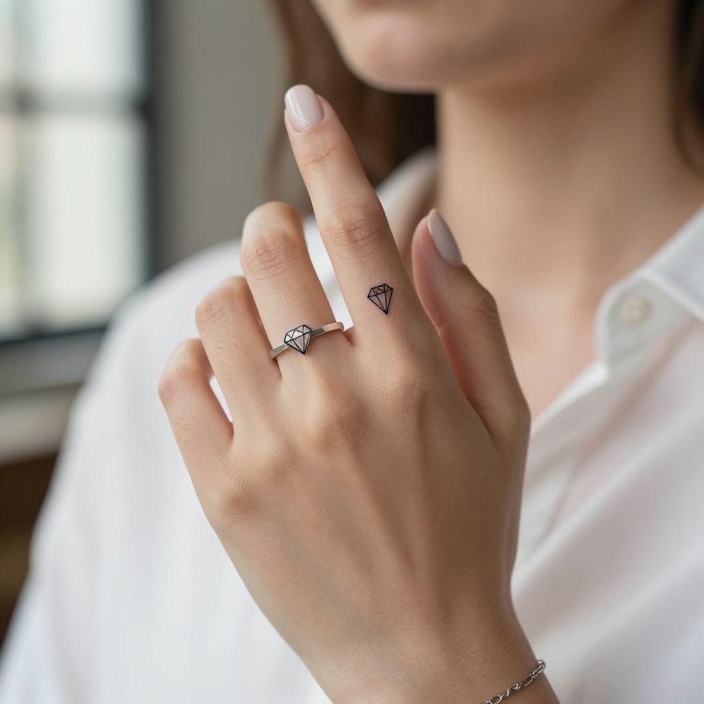 Tiny Diamond Ring tattoo idea