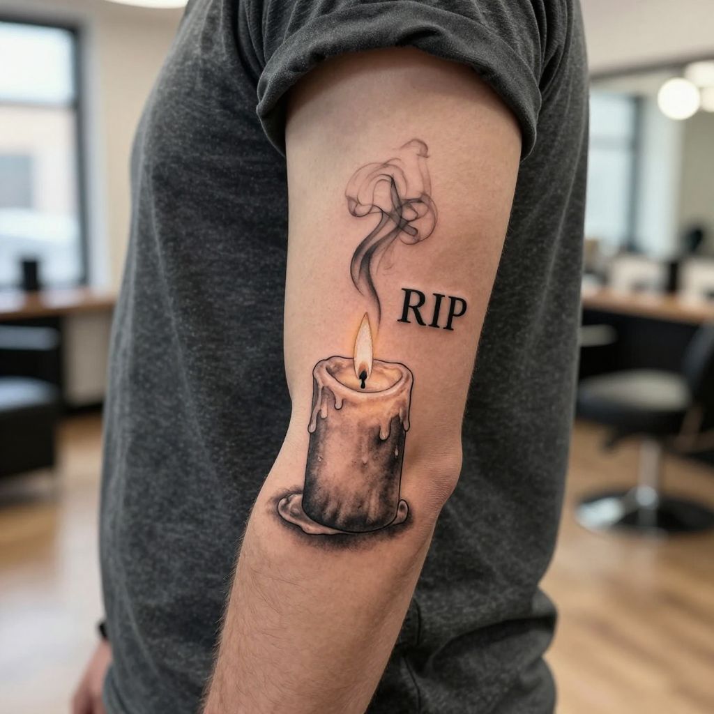 RIP with Candle and Smoke Trails