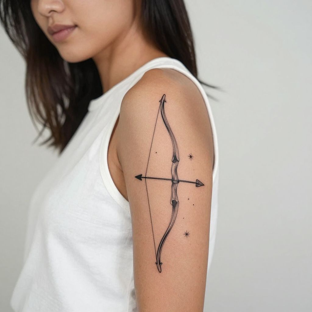 Classic Archer Bow and Arrow Sagittarius Tattoo