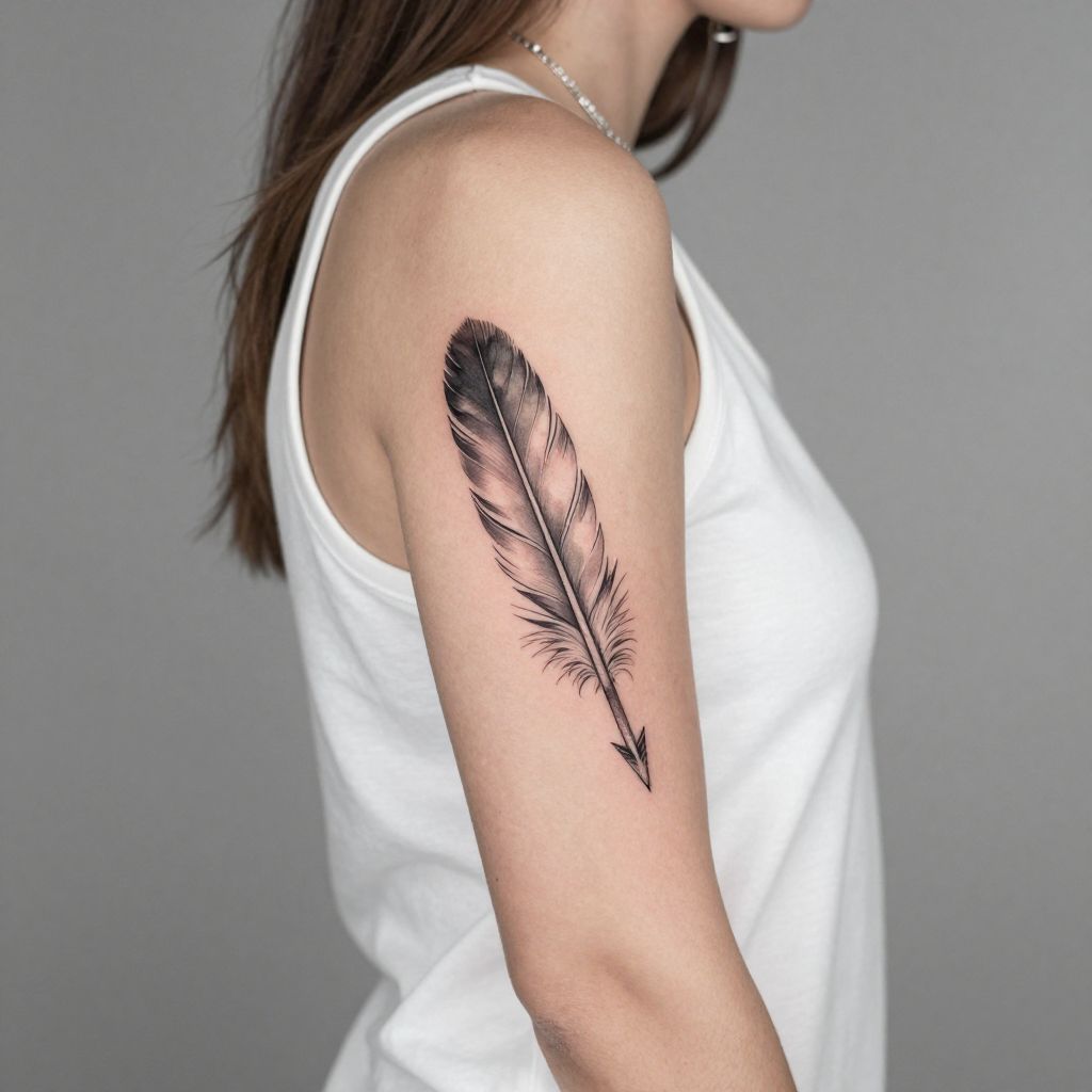 Sagittarius Feather and Arrow Tattoo