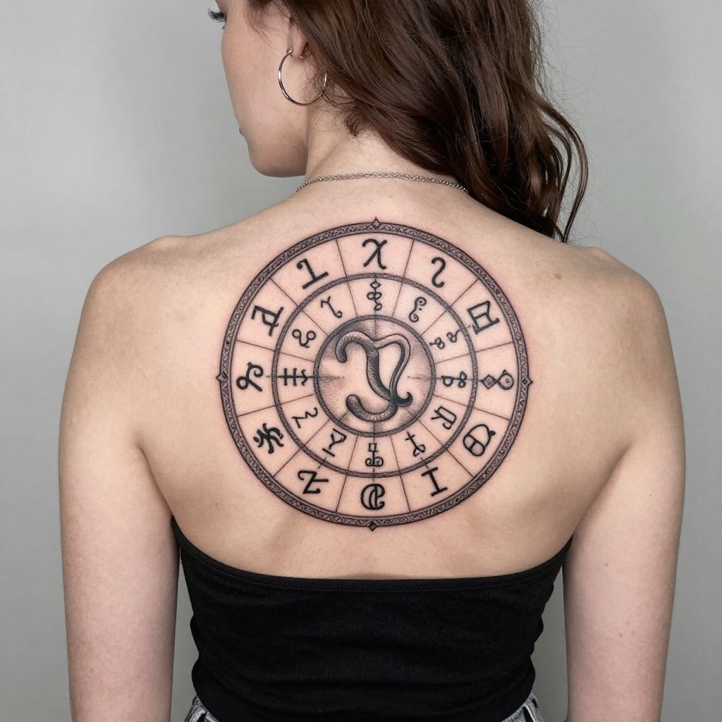 Sagittarius Zodiac Wheel Tattoo