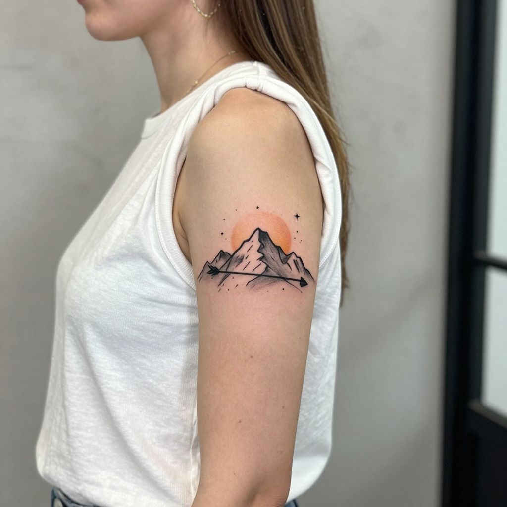 Sagittarius Mountain Range and Arrow Tattoo