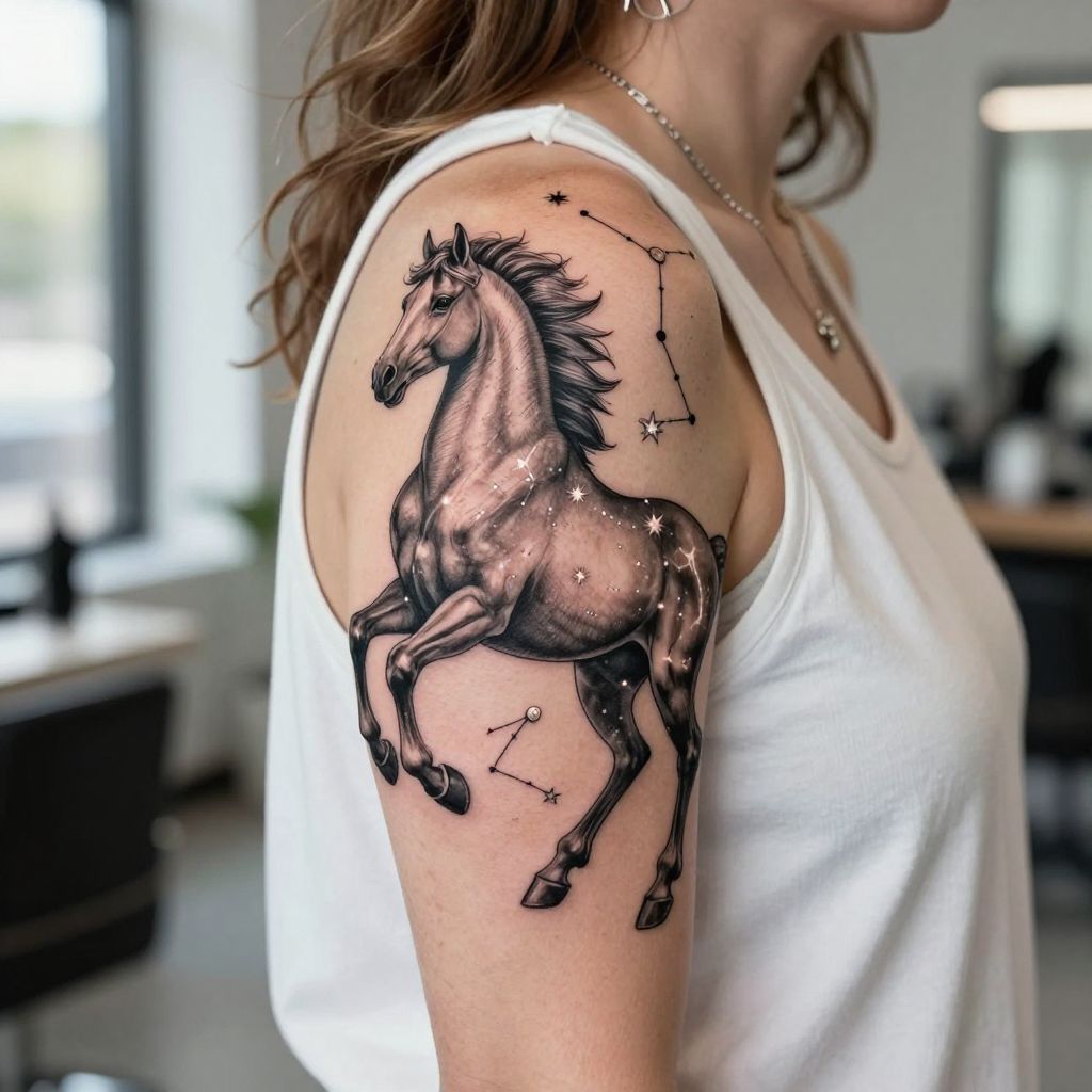 Celestial Centaur With Star Map Sagittarius Tattoo
