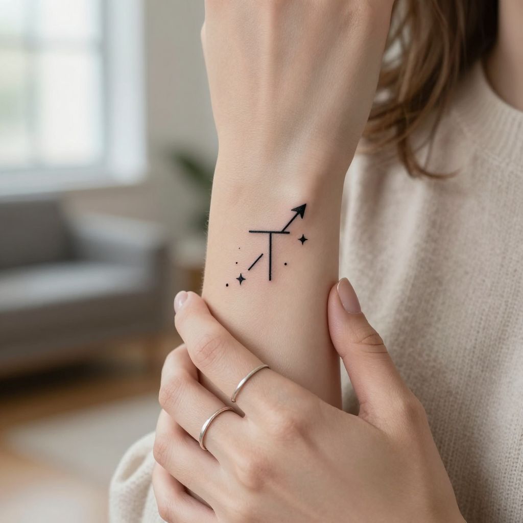 Minimalist Sagittarius Glyph Tattoo