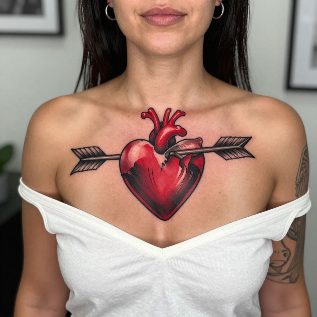 Sagittarius Arrow Through Heart Tattoo