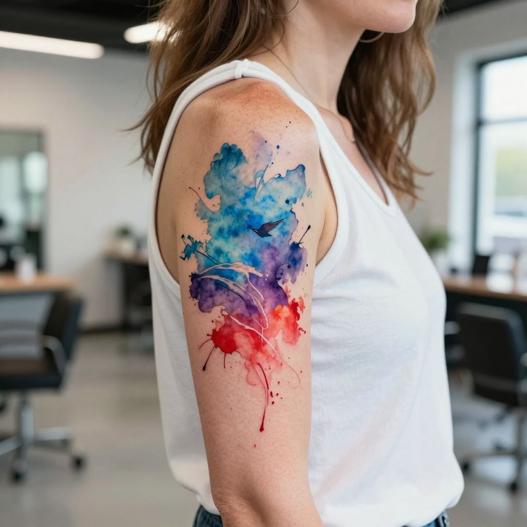 Watercolor Splash with Hidden Shapes