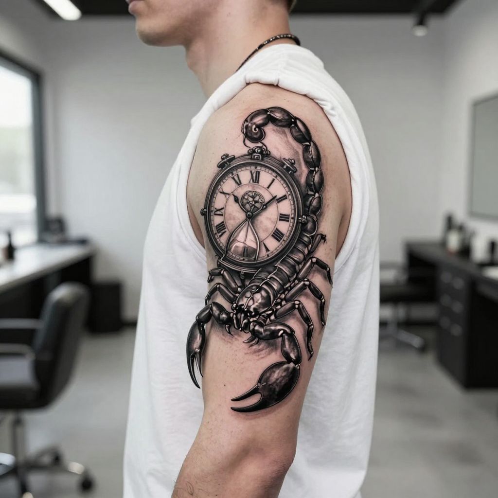 Scorpio with Clock and Time Elements