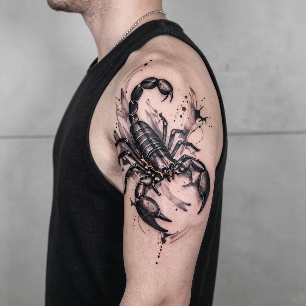 Abstract Ink Splash Scorpion