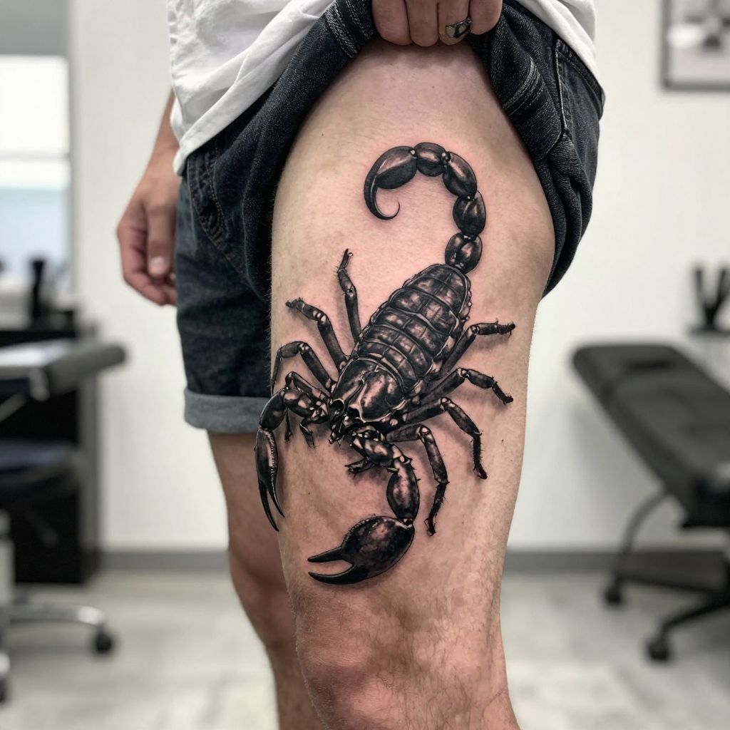 Realistic Scorpion in Black and Grey