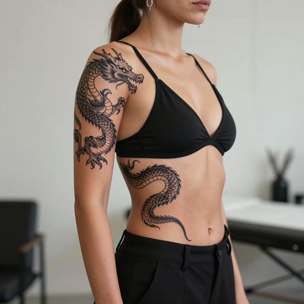 Coiled Dragon on the Side Ribs