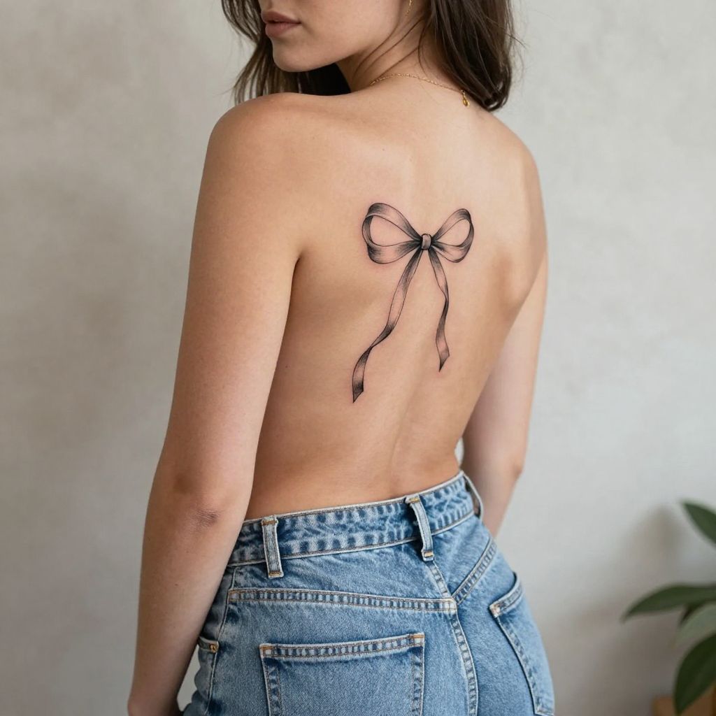 Fine Line Bow on the Lower Back