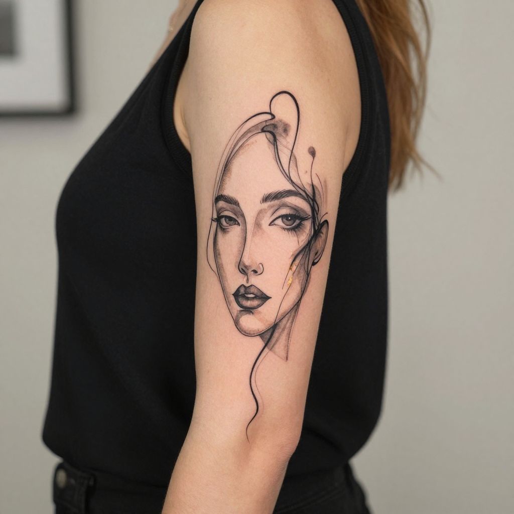 Abstract Woman Face on the Forearm