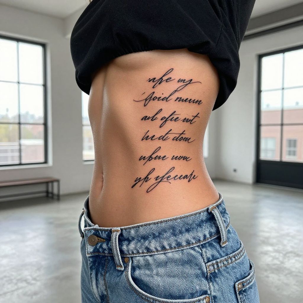 Script Quote Along the Side Waist