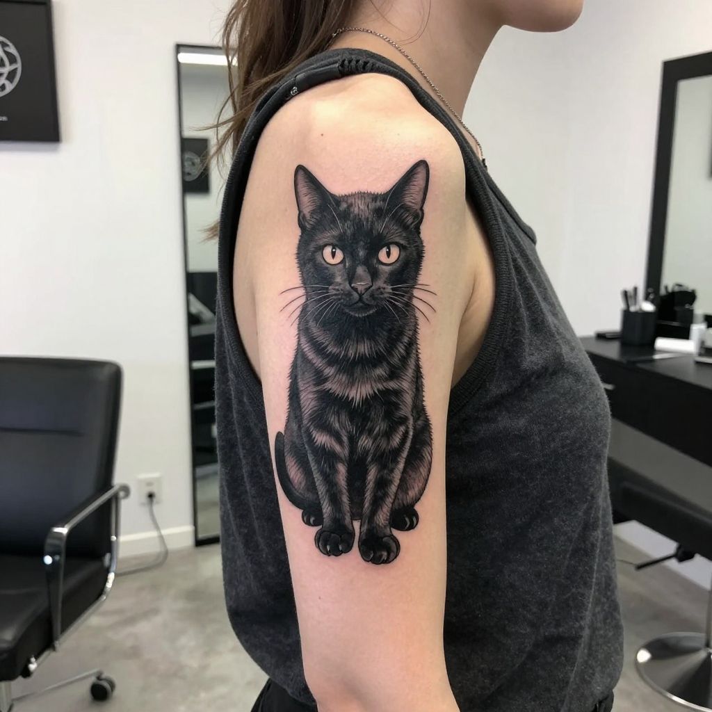 Smoky Black Cat on the Inner Arm