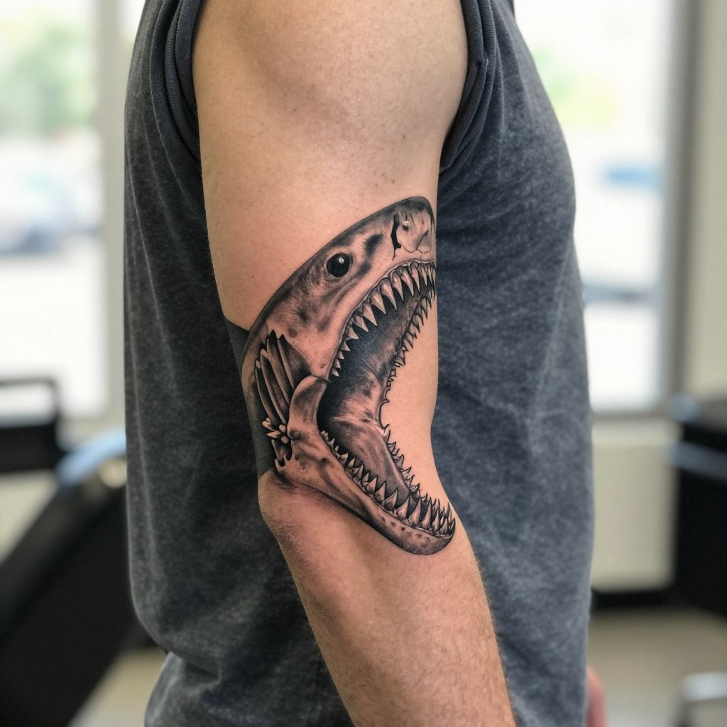 Shark Jawbone Outline tattoo
