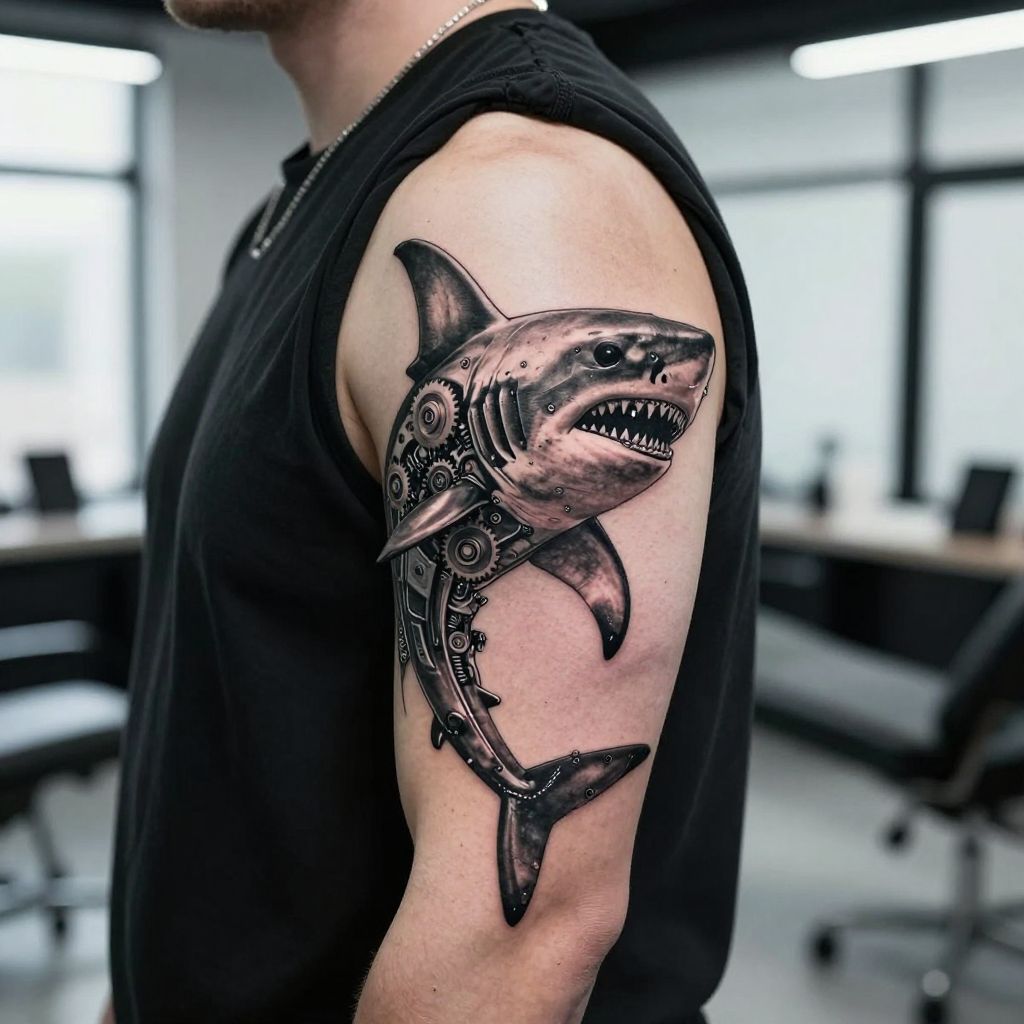 Mechanical Shark tattoo