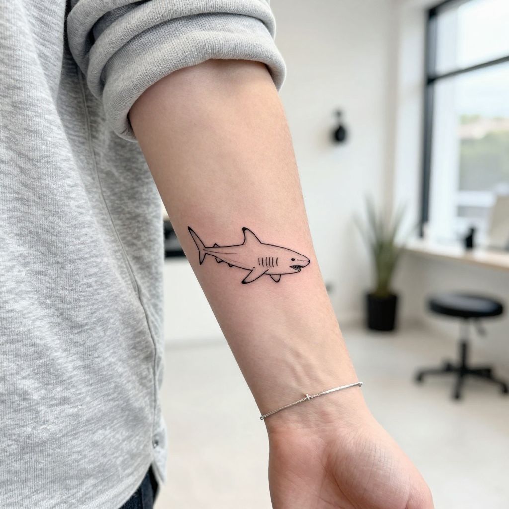 Minimalist Shark Outline tattoo