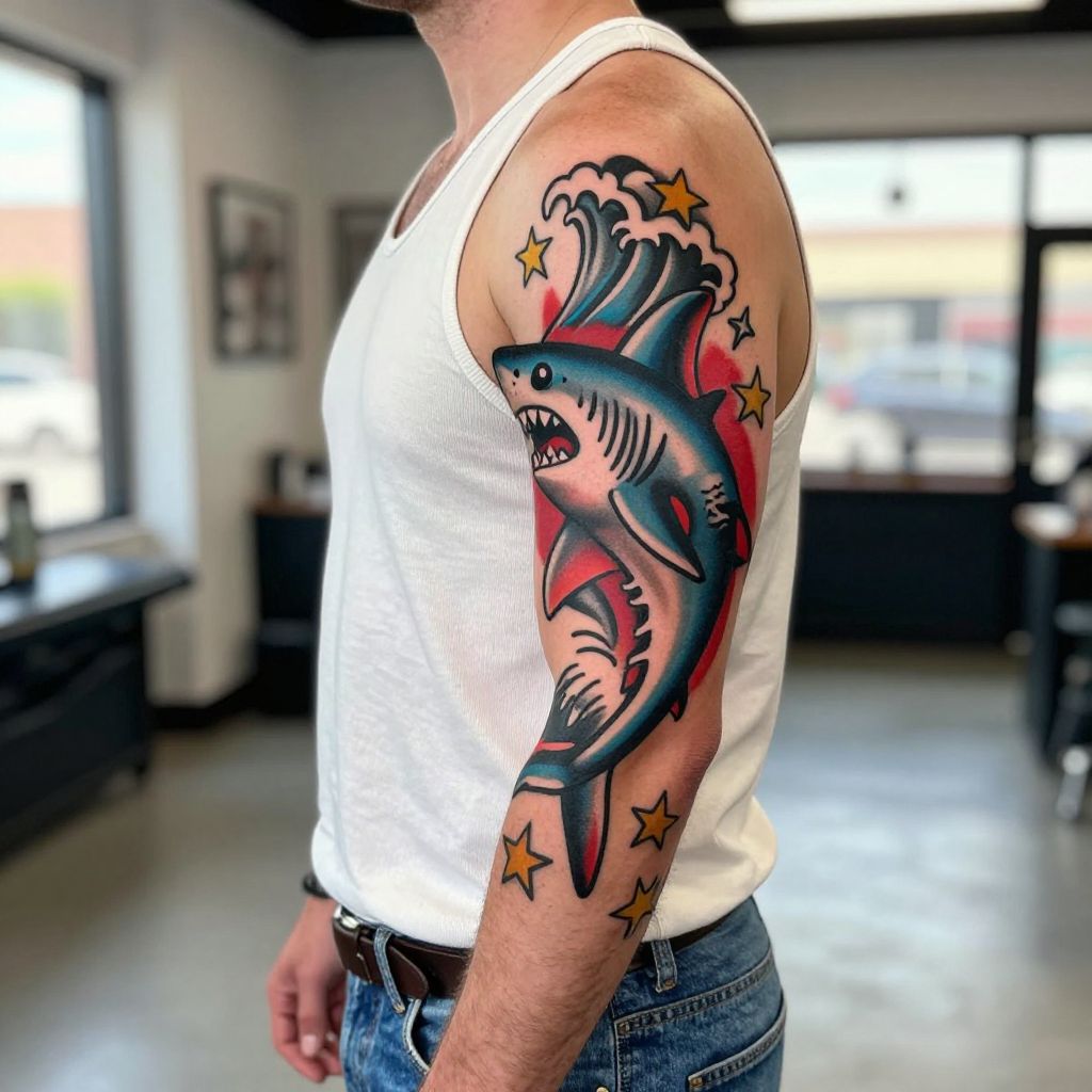 Traditional Style Shark tattoo