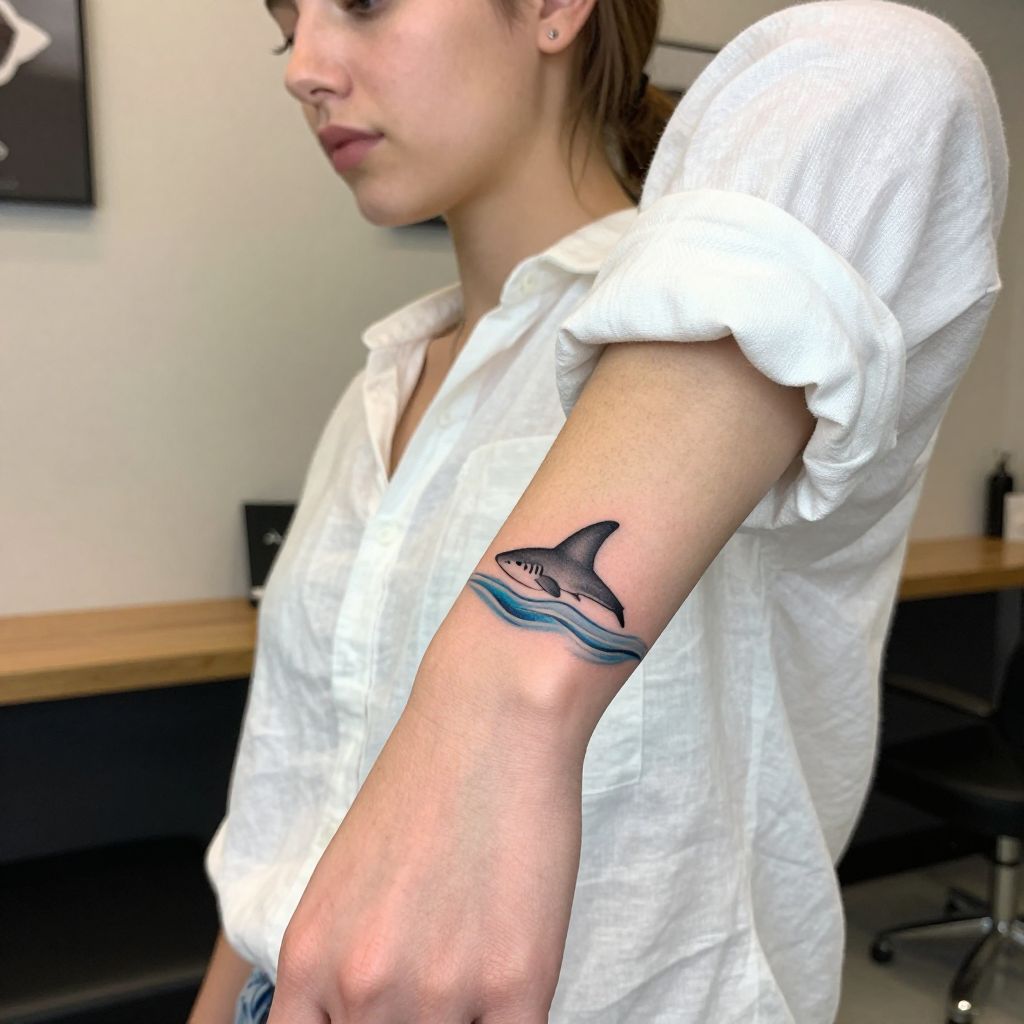 Shark Fin Above Waves tattoo