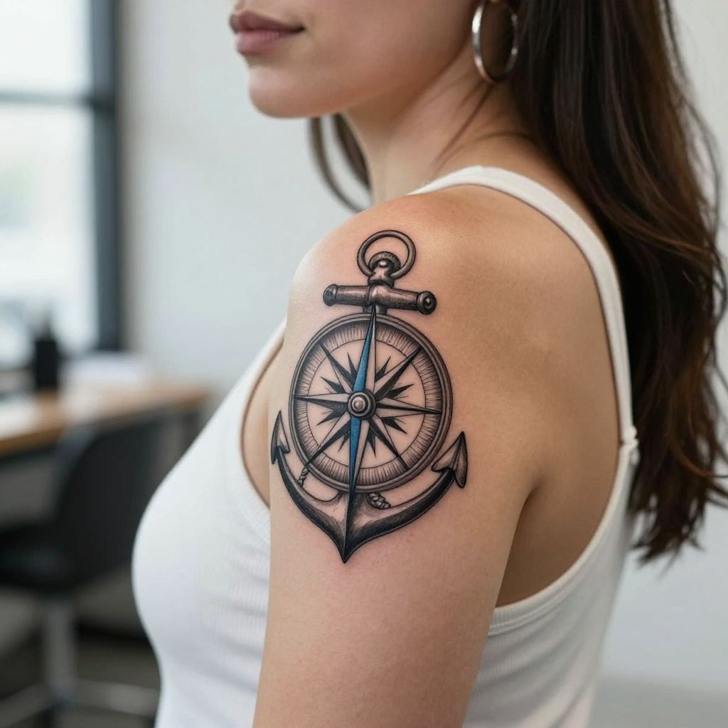 Nautical Compass and Anchor
