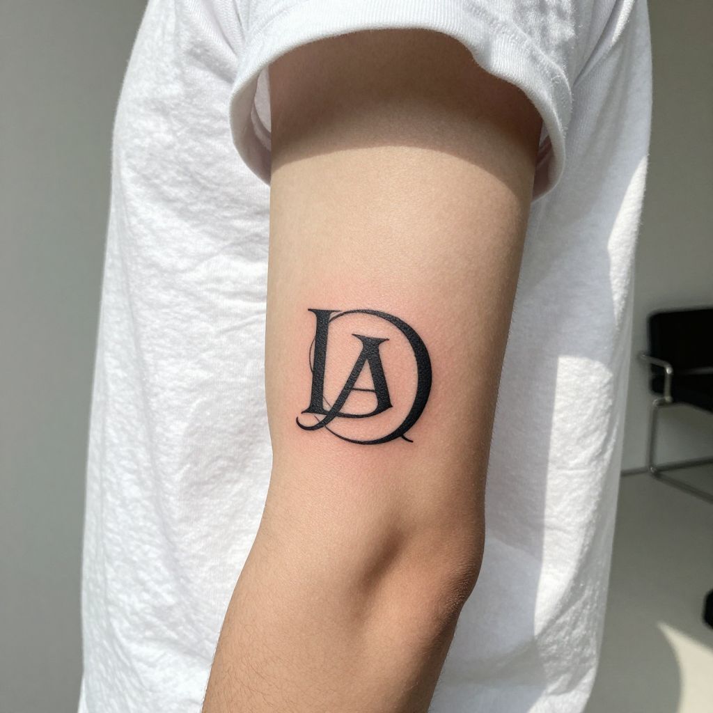 Interlocking initials sibling tattoo idea