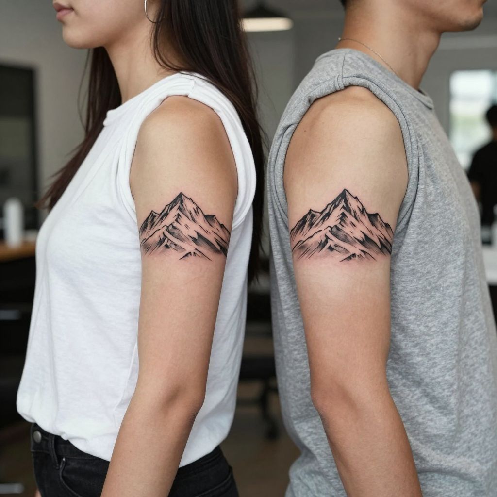 Shared mountain range sibling tattoo idea