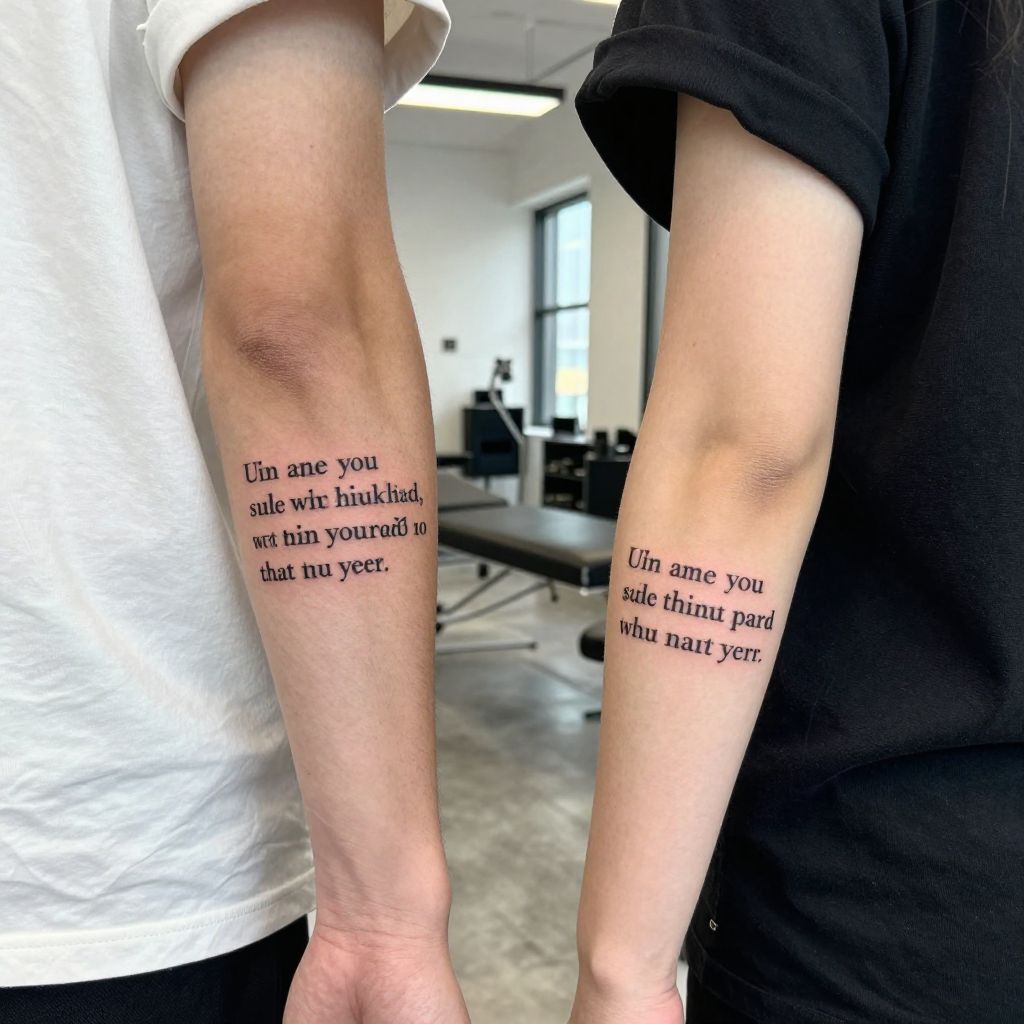 Shared quote in two parts sibling tattoo idea