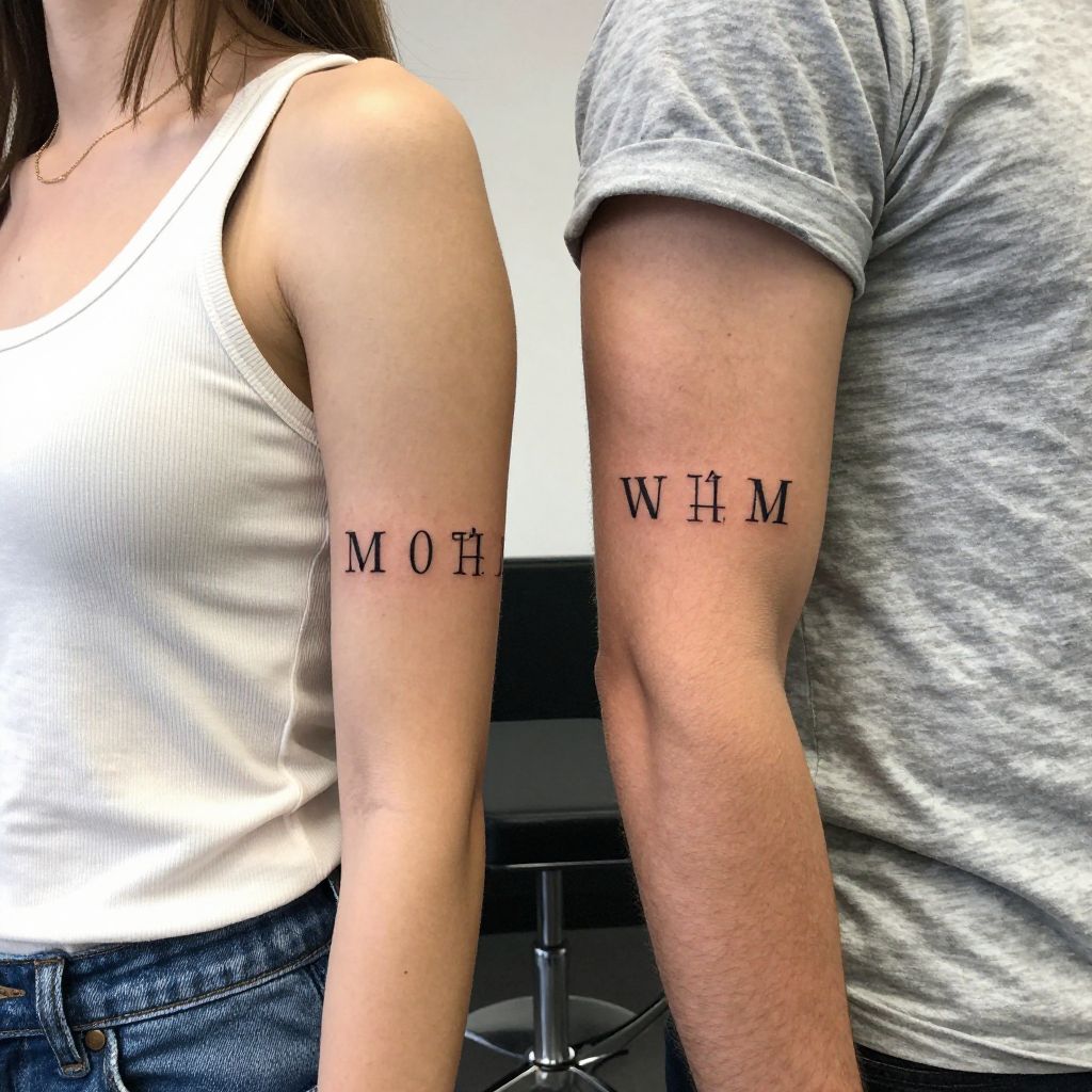 Roman numerals with shared date sibling tattoo idea