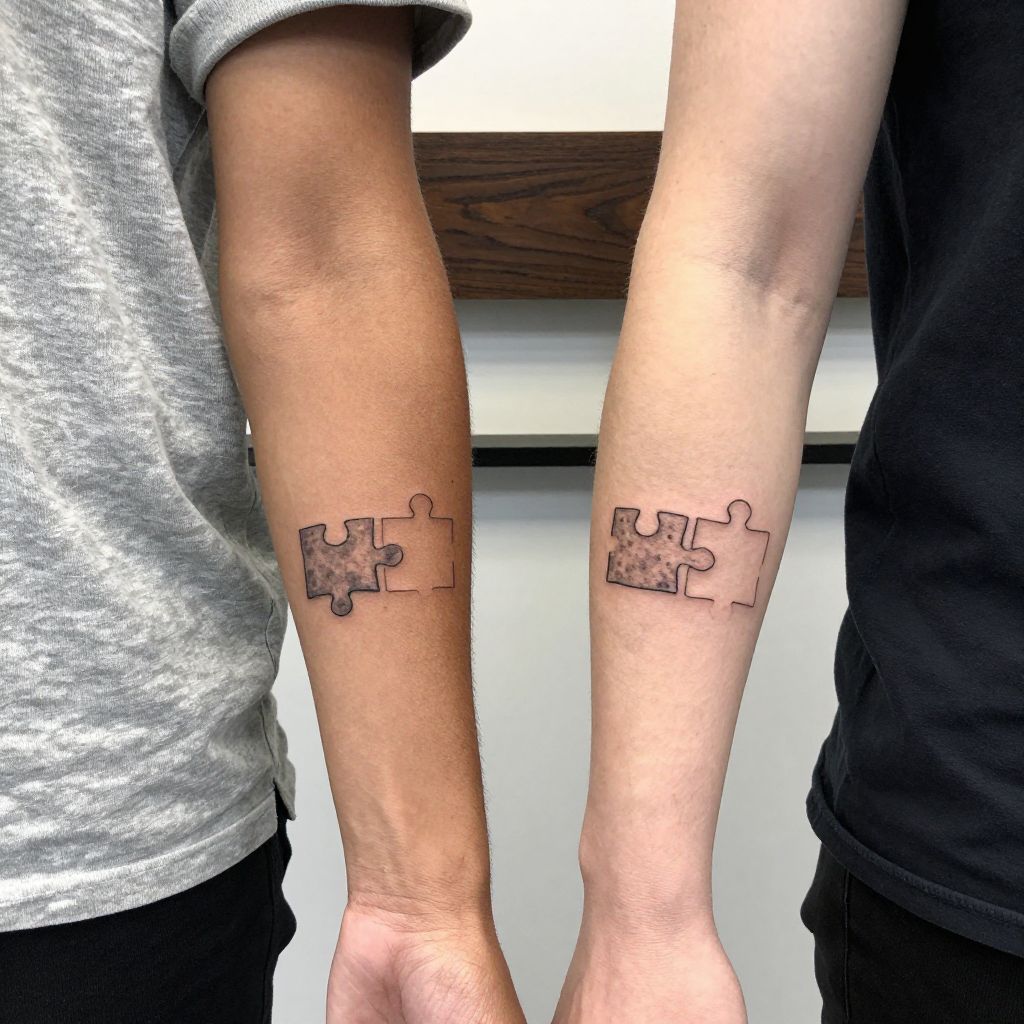 Puzzle piece duo sibling tattoo idea