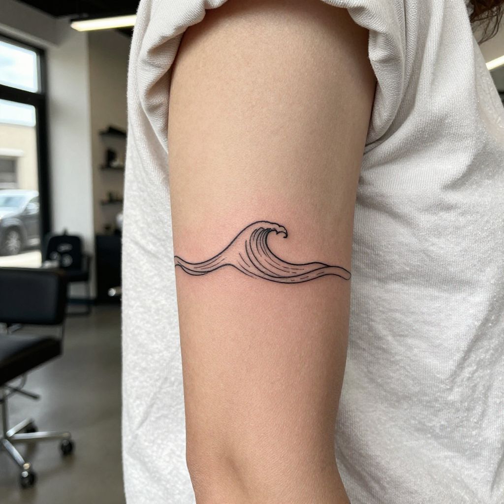 Simple wave line sibling tattoo idea