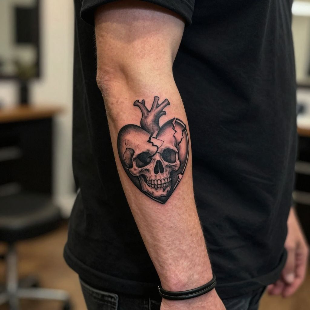 Broken Heart Skull tattoo idea