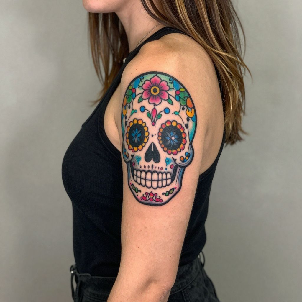 Sugar Skull Portrait tattoo idea