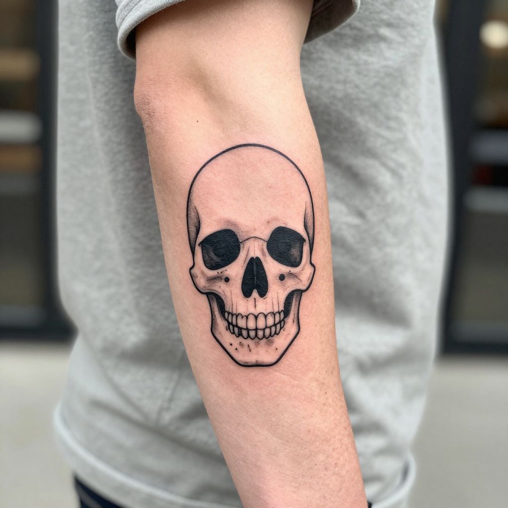 Minimal Line Skull tattoo idea